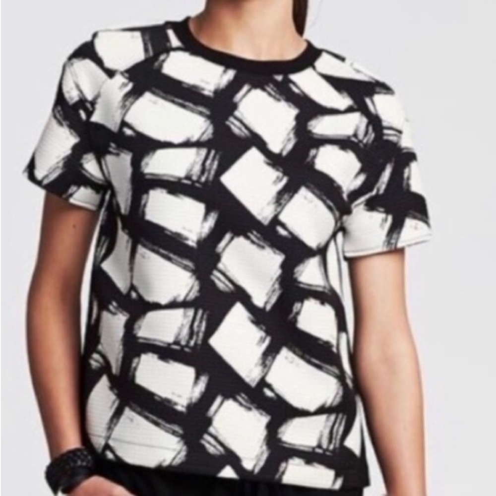 Banana Republic painterly print quilt top sz S black/white